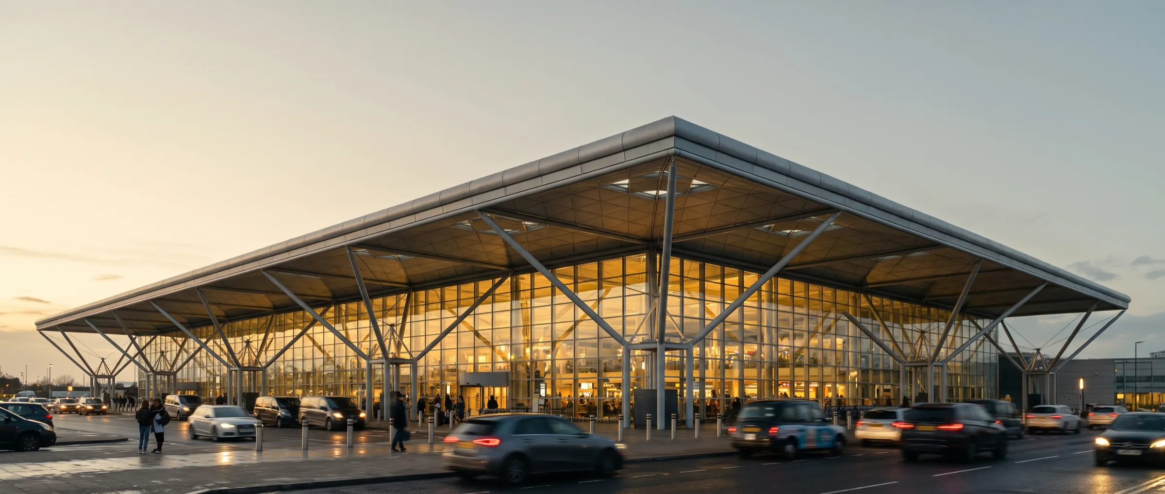 Stansted airport at dusk